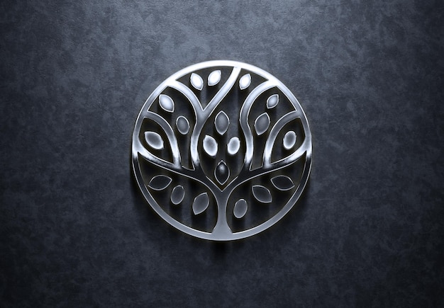 Antiguo logotipo cromado con efecto 3D Mockup