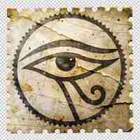 PSD antiguo sello de símbolo de ojo en fondo transparente