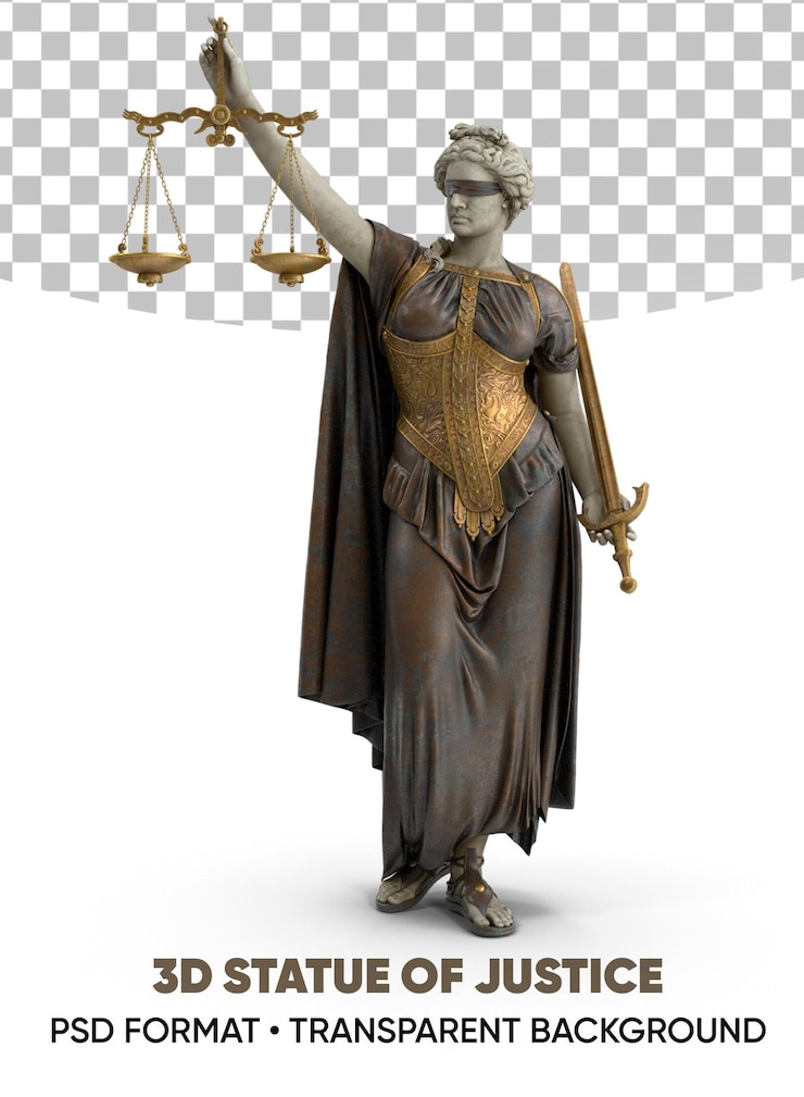 PSD antike statue der gerechtigkeit, transparenter hintergrund