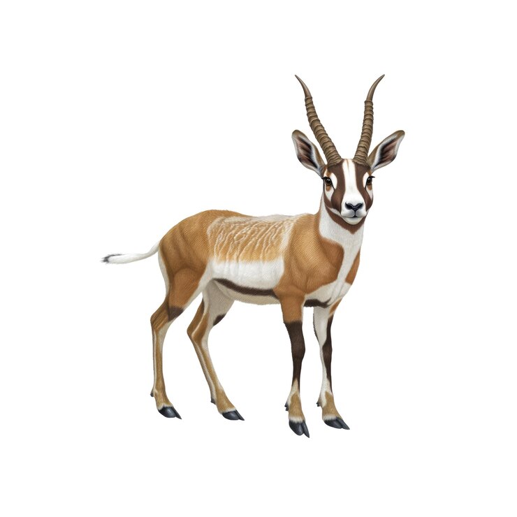 PSD el antílope oryx de la gacela árabe aislado sobre un fondo blanco