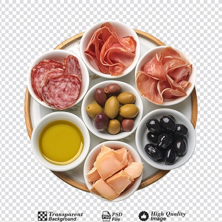 PSD antipasti aislados sobre un fondo transparente