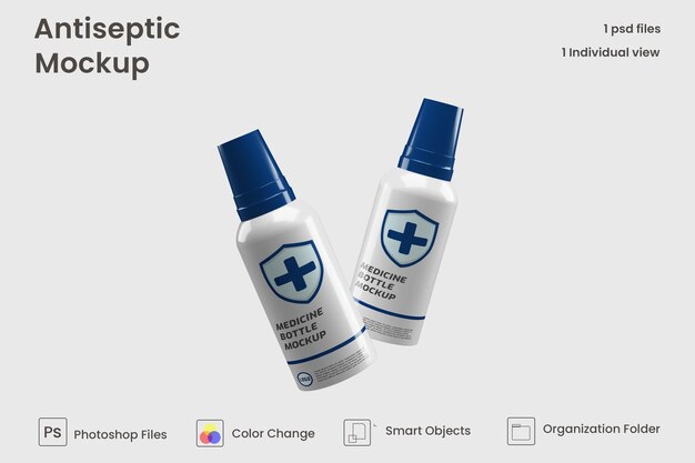 Antiseptische tropferflasche mockup premium psd