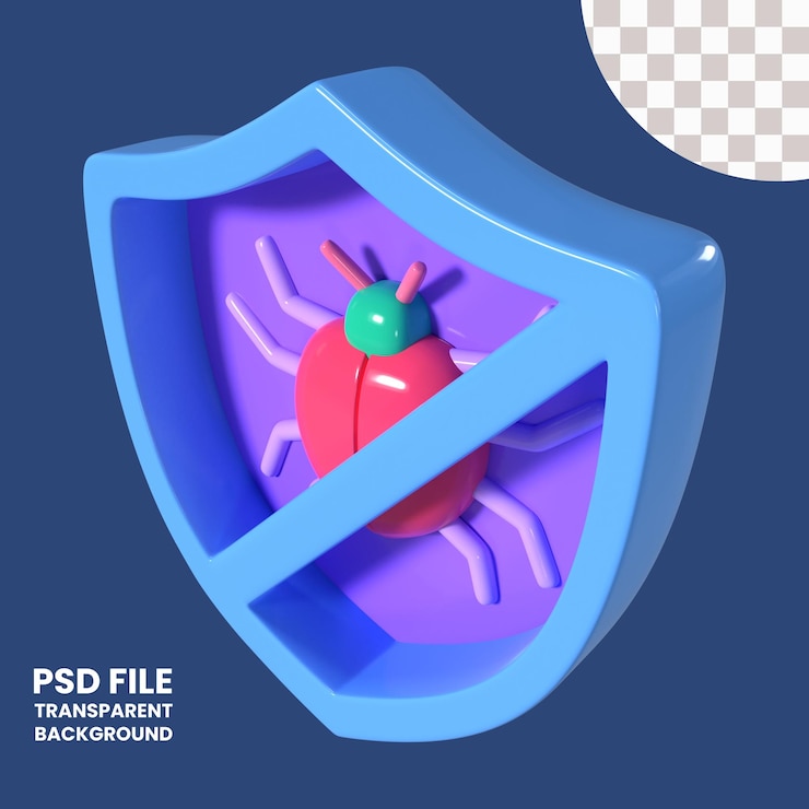 PSD antivirus 3d illustration icon