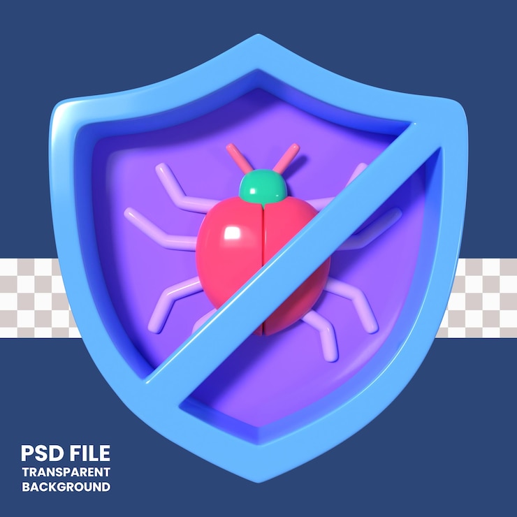PSD antivirus 3d illustration icon