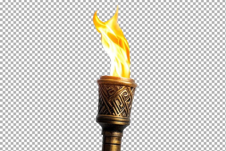 PSD antorcha con una llama ardiente que simboliza la luz y el calor durante un evento nocturno