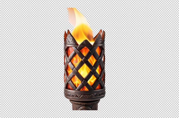 PSD la antorcha tiki encendida arde brillantemente encendiendo la celebración