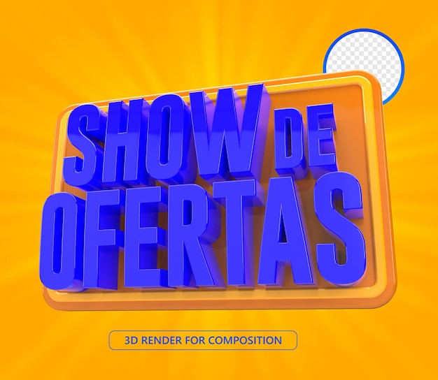 Un anuncio amarillo y azul para una representación 3d de composición.
