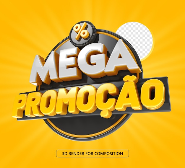 Un anuncio amarillo de mega promoción en brasil.