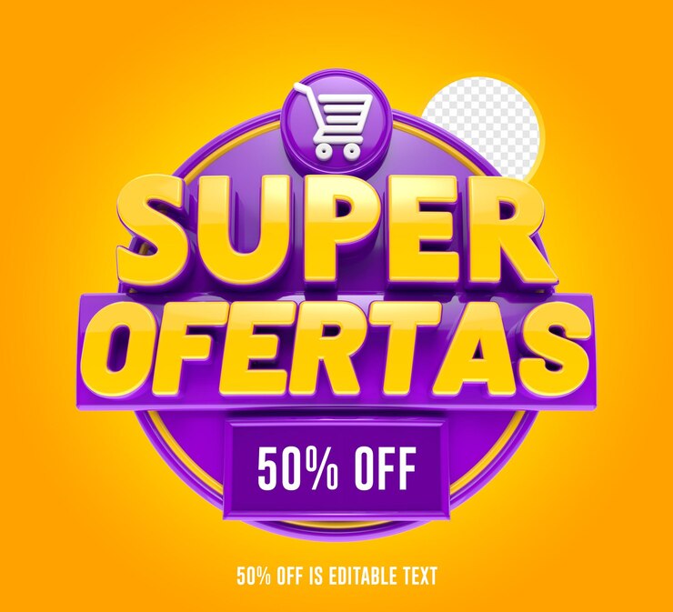 PSD un anuncio amarillo y morado de superofas.