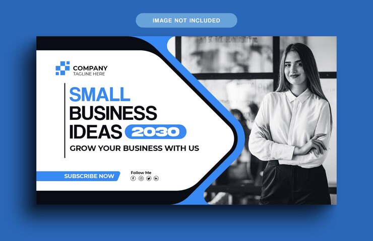 PSD un anuncio azul y negro para ideas de pequeñas empresas 2020