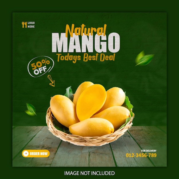 PSD anuncio de banner de publicación de venta de mango