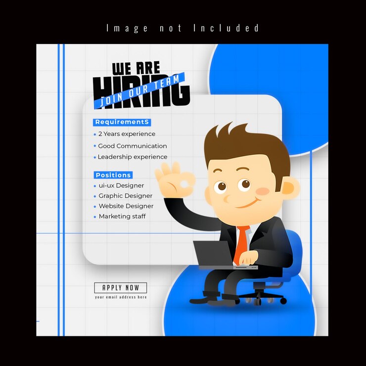 PSD anuncio de contratación unirse a nuestro equipo - uiux diseñadores gráficos de sitios web staff de marketing buscado