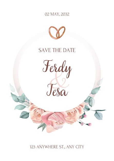 Anúncio de casamento de um buquê de rosas brancas mínimas 1