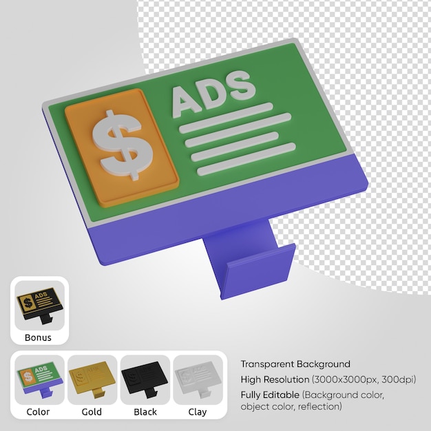 PSD anúncio de computador 3d