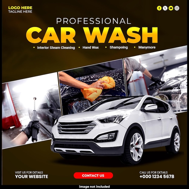 Anúncio de lavagem de carros profissional nas redes sociais