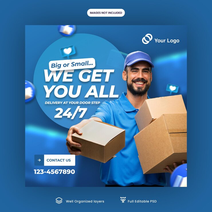 PSD anúncio de mídia social da empresa de correio