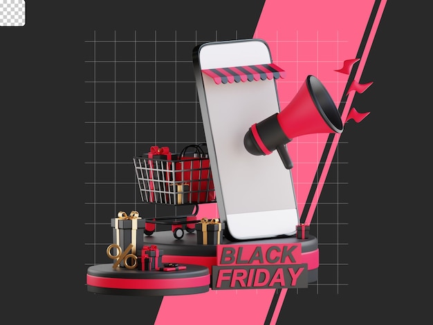 PSD anuncio de descuento especial de ilustración de viernes negro 3d