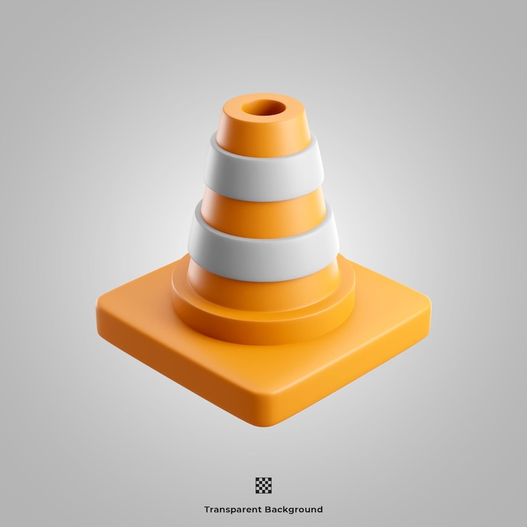 PSD un anuncio de fondo de hormigón transparente con un cono blanco y naranja.