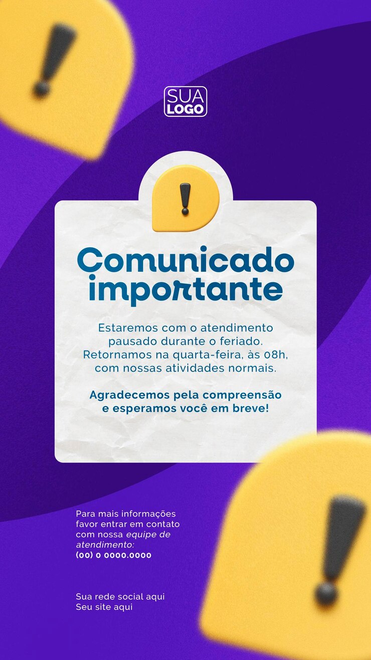 PSD anuncio importante acerca del servicio de vacaciones