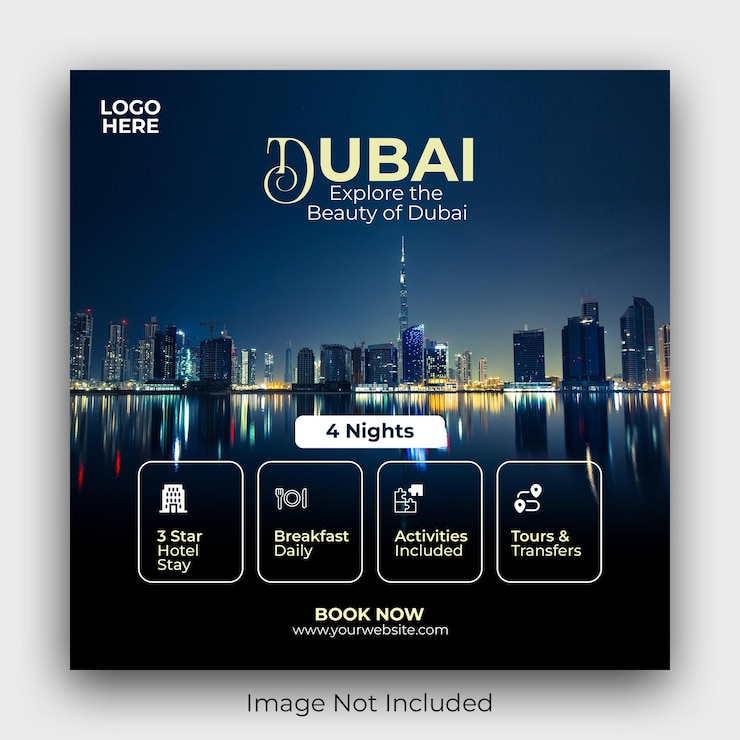 PSD anuncio de un paquete de viajes a dubai