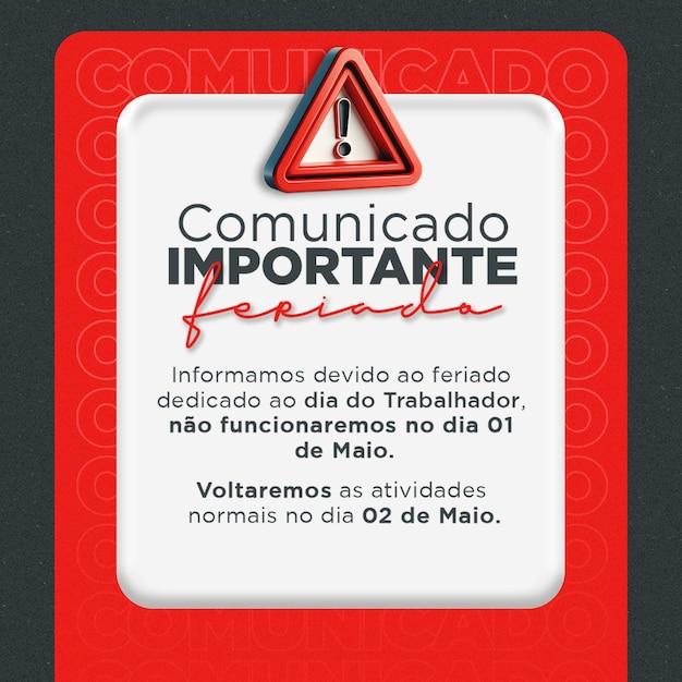 Anuncio de vacaciones por el Día del Trabajo