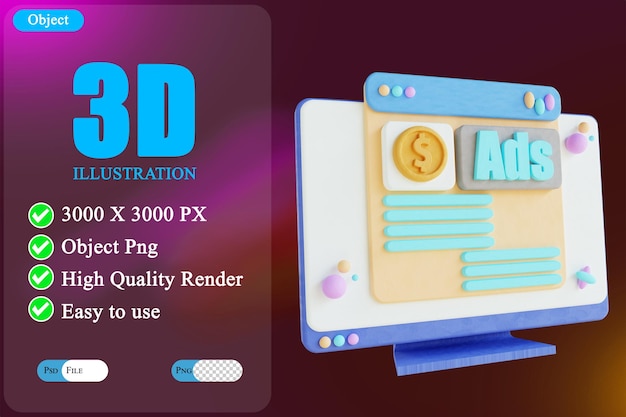 Anuncios en línea de ilustración 3d 2