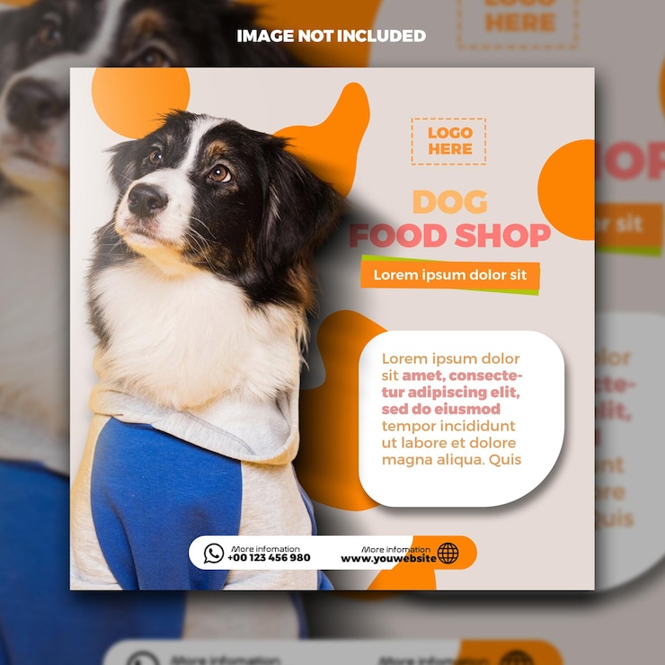 PSD anuncios de tiendas de alimentos para perros ofertas especiales de alimentos y suministros para mascotas