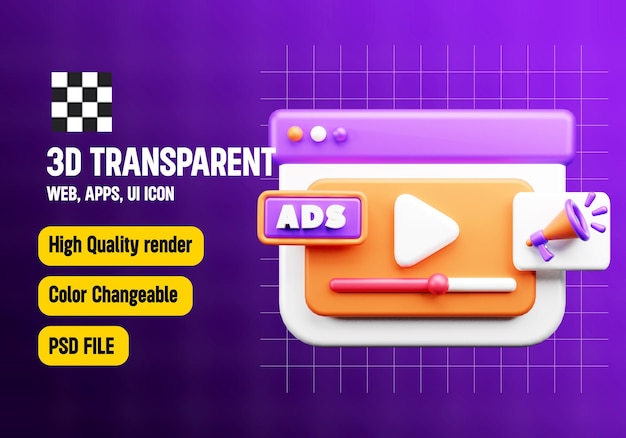 Anuncios de video 3D Icon Marketing y publicidad Icon 3D