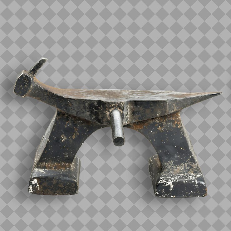 PSD anvil con corpo di acciaio nero uno strumento usato per modellare il metallo da png tool su uno sfondo pulito