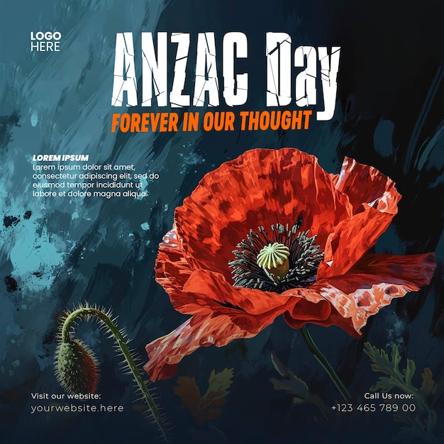 PSD anzac-tag 25. april design von social-media-banner-post-vorlagen