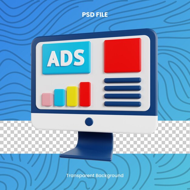 Anzeigenkampagne 3D-Rendering-Symbol Illustration digitales Marketing