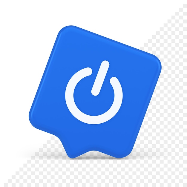 Apagar encender el botón de apagado interruptor de energía encender detener el diseño de la aplicación web icono de burbuja de voz realista en 3d
