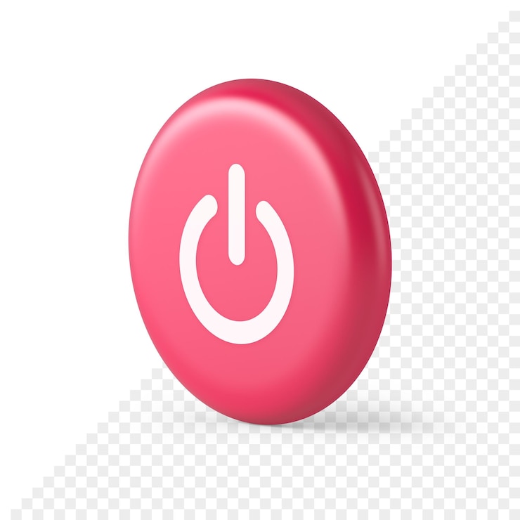 PSD apagar encender el botón de apagado interruptor de energía encendido inicio detener diseño de aplicaciones web icono realista redondo 3d