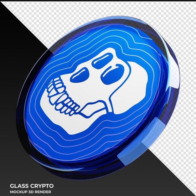 ApeCoin APE Glass Crypto Coin Ilustración 3D