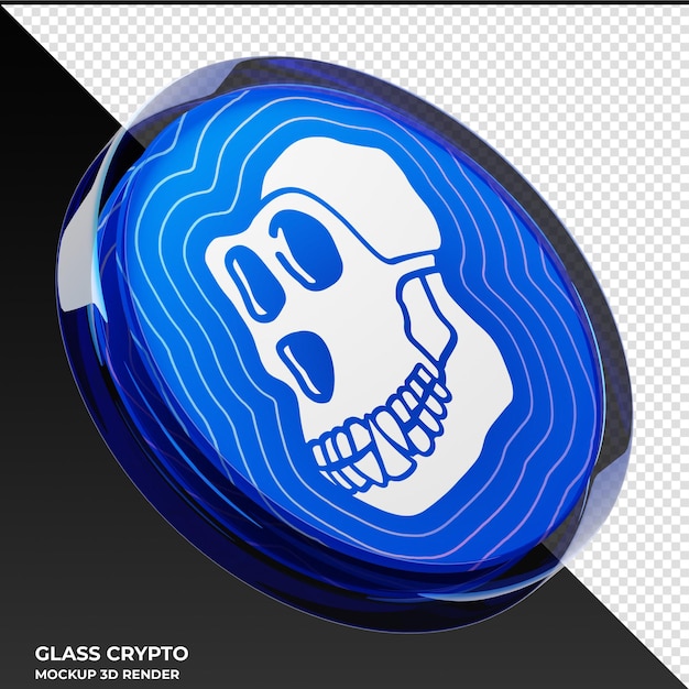 Apecoin ape glass crypto coin ilustración 3d