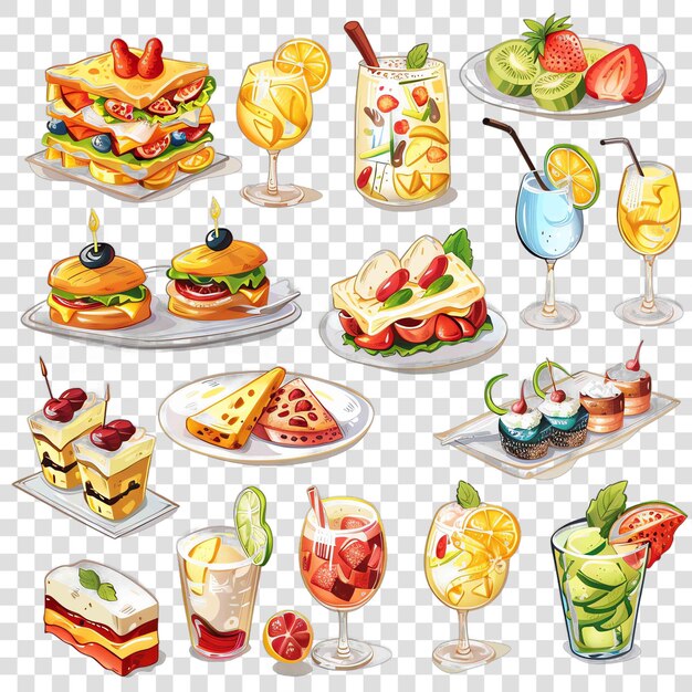 Aperitivos elemento vectorial de fondo transparente