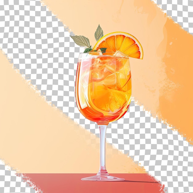 Aperol-Cocktail vor transparentem Glashintergrund