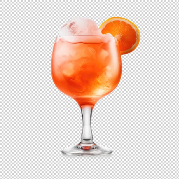 PSD aperol spritz sorbet cocktail isolado em fundo transparente generative ai