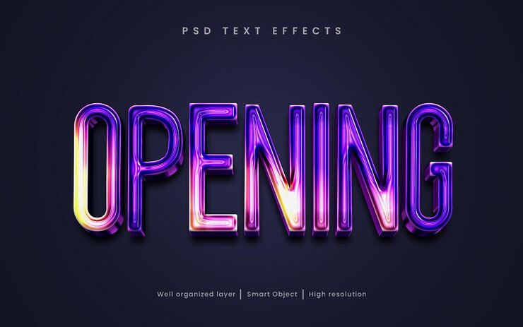 Apertura effetto testo modificabile in stile 3d