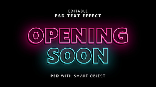 PSD apertura pronto efecto de texto