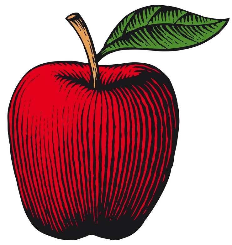 PSD apfel-vintage-gravur im handgezeichneten stil