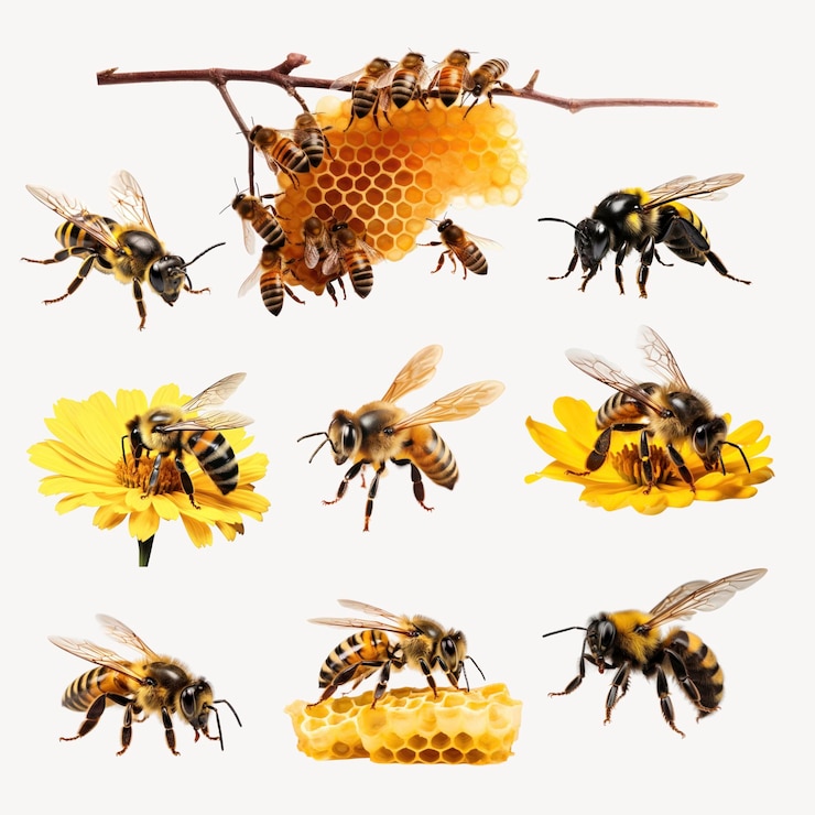 PSD api, nidi, fiori, insetti della natura