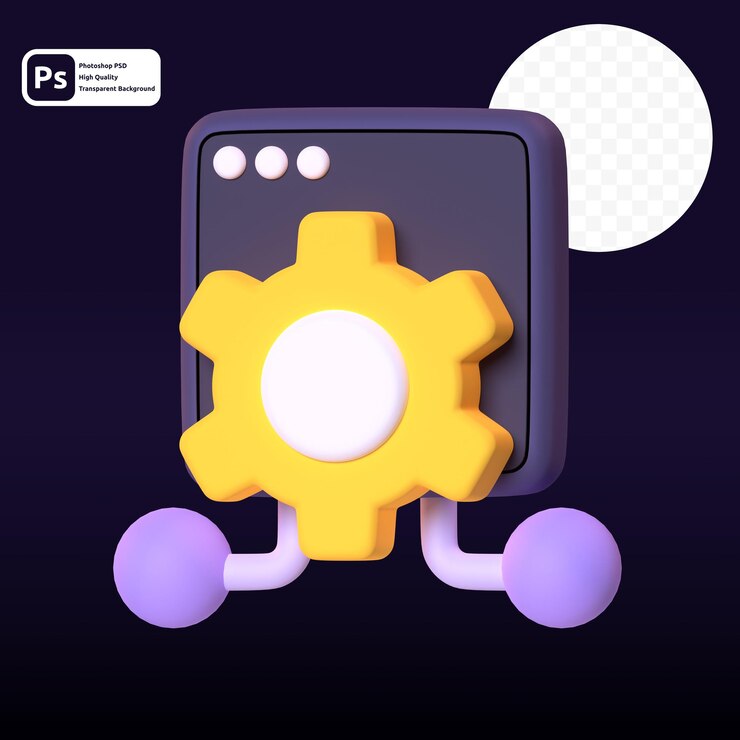 PSD api en render 3d para presentación web de activos gráficos u otros