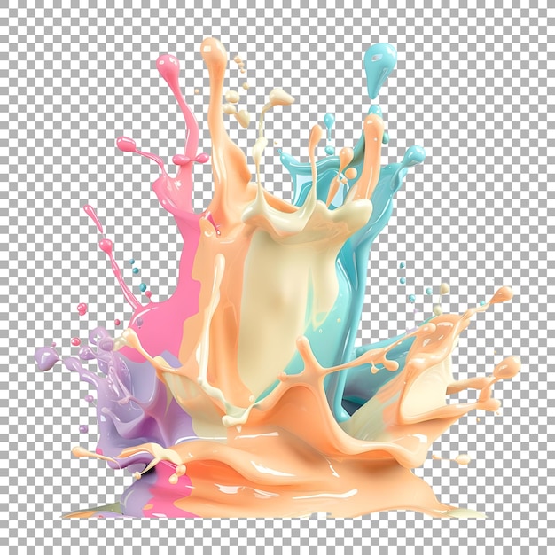 Aplastamiento de agua de color pastel en fondo transparente generado por Ai
