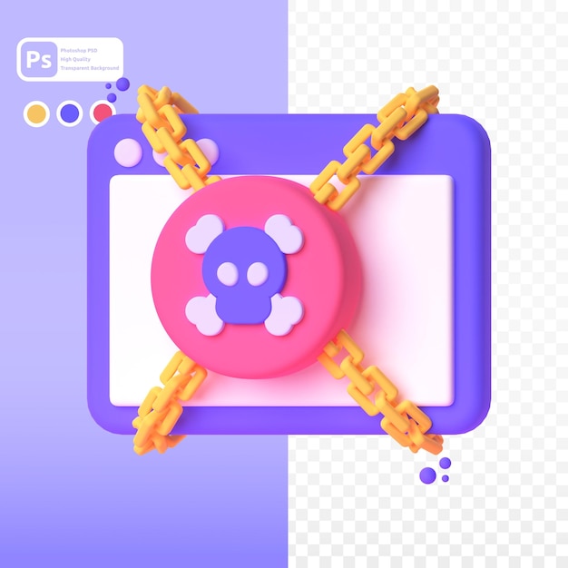 PSD aplicación bloqueada en renderizado 3d para presentación web de activos gráficos u otros