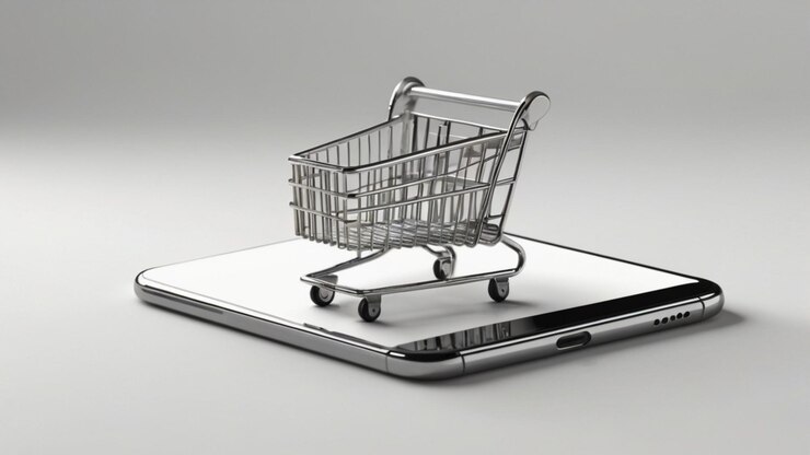 PSD aplicación de comercio electrónico con fondo transparente