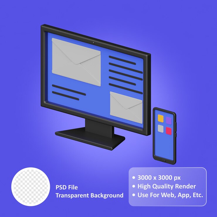 PSD aplicación computadora 3d objeto realista diseño vector icono ilustración