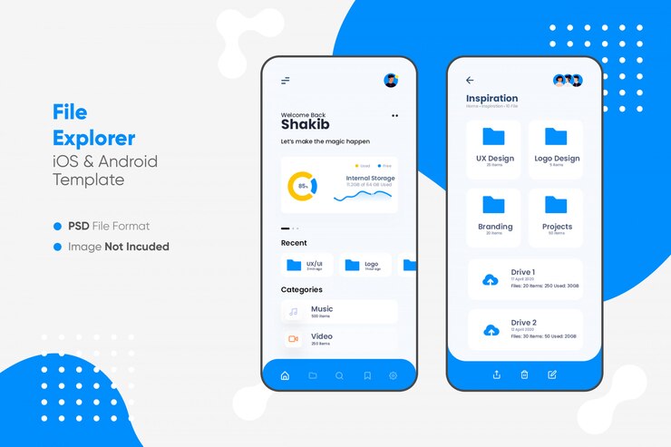 PSD aplicación de explorador de archivos ui