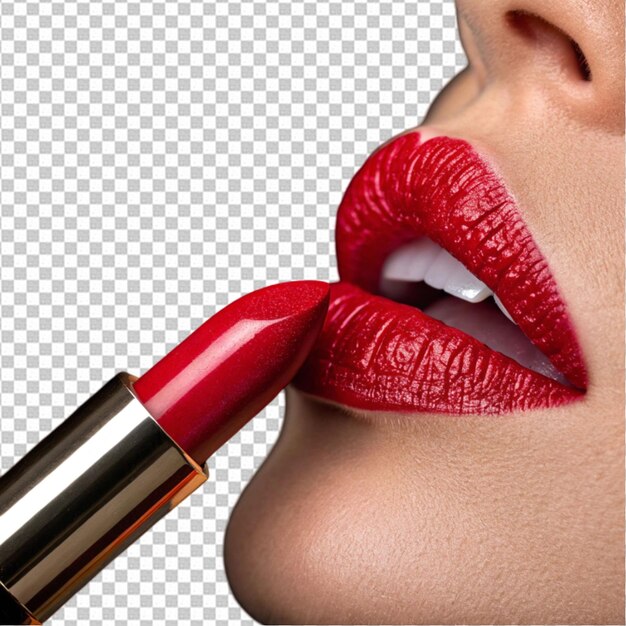 Aplicación de lápiz labial rojo