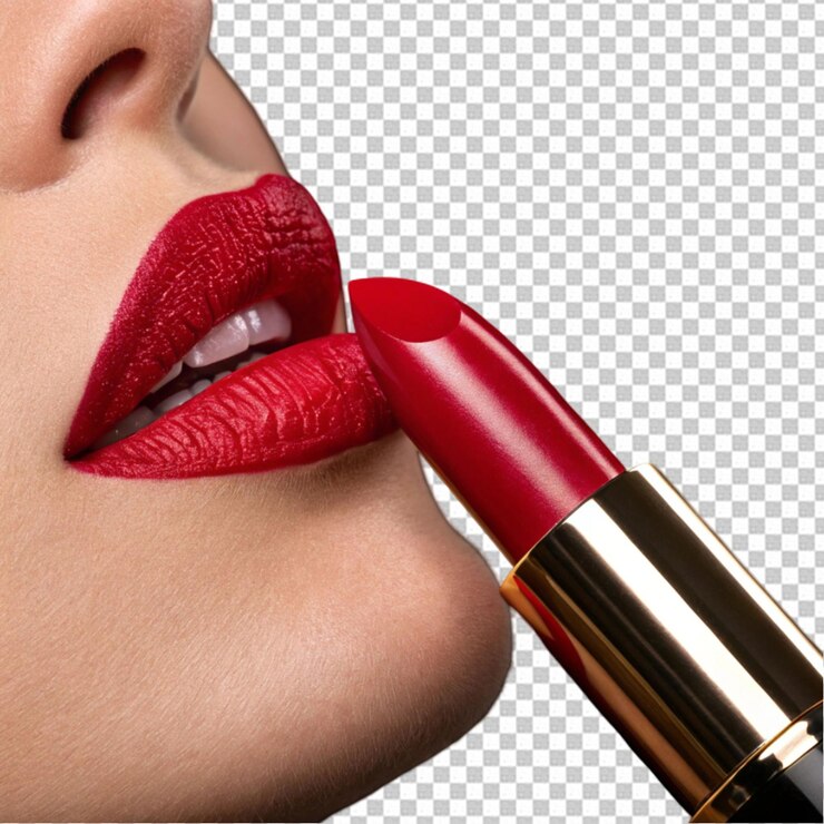 PSD aplicación de lápiz labial rojo